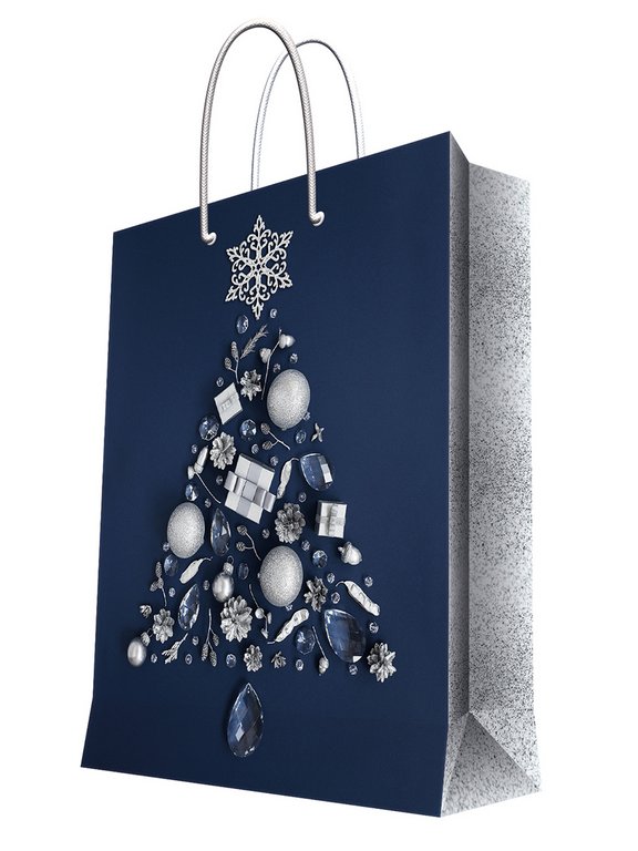 Пакет бумажный НГ 33*46см ламиниров. (елка из елочных игрушек)