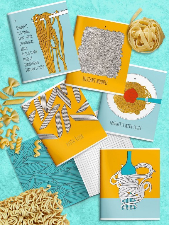 Тетрадь 48 лист кл. А5 на скрепке LOREX "PASTA POINT" мел. карт. запечатка форзаца, soft touch, лак