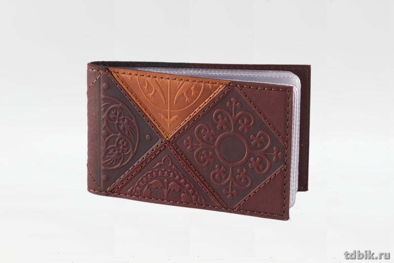 Визитница Макей 65*113мм на 32 визитки, нат. кожа, коричневая