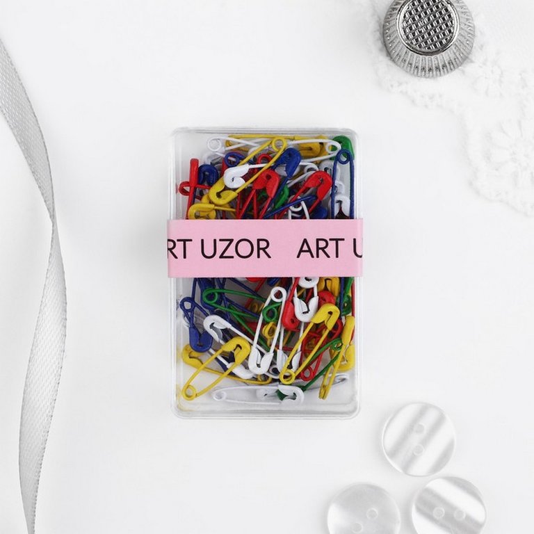 Булавки английские 19 мм, 80 шт/уп, ассорти "АРТ УЗОР"