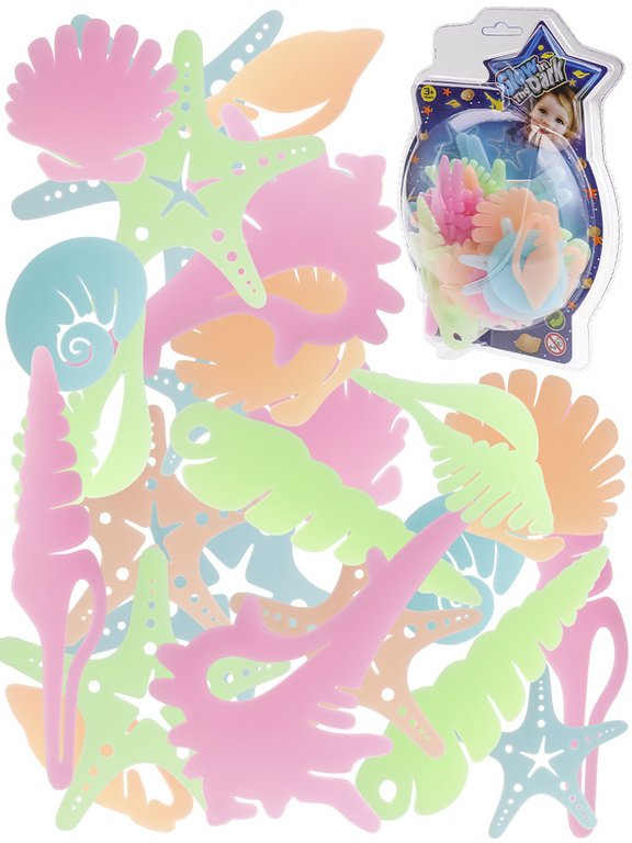 Набор наклеек  "Морской мир" (26 шт) флюоресцентные, Рыжий КОТ