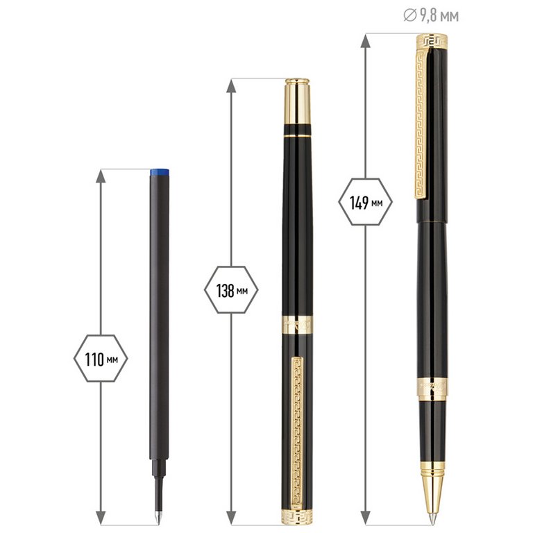 Ручка-роллер Delucci "Classico" черная 0,6мм, корпус черный/золото