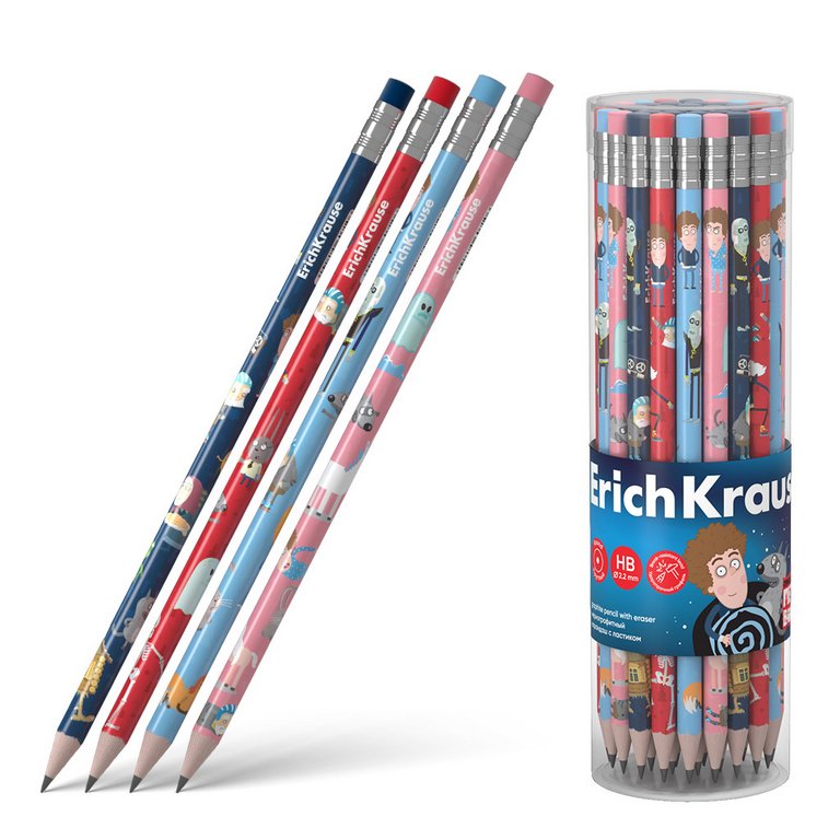 Карандаш ч/г HB с рис. ErichKrause "Приключения Пети и Волка" с ластиком