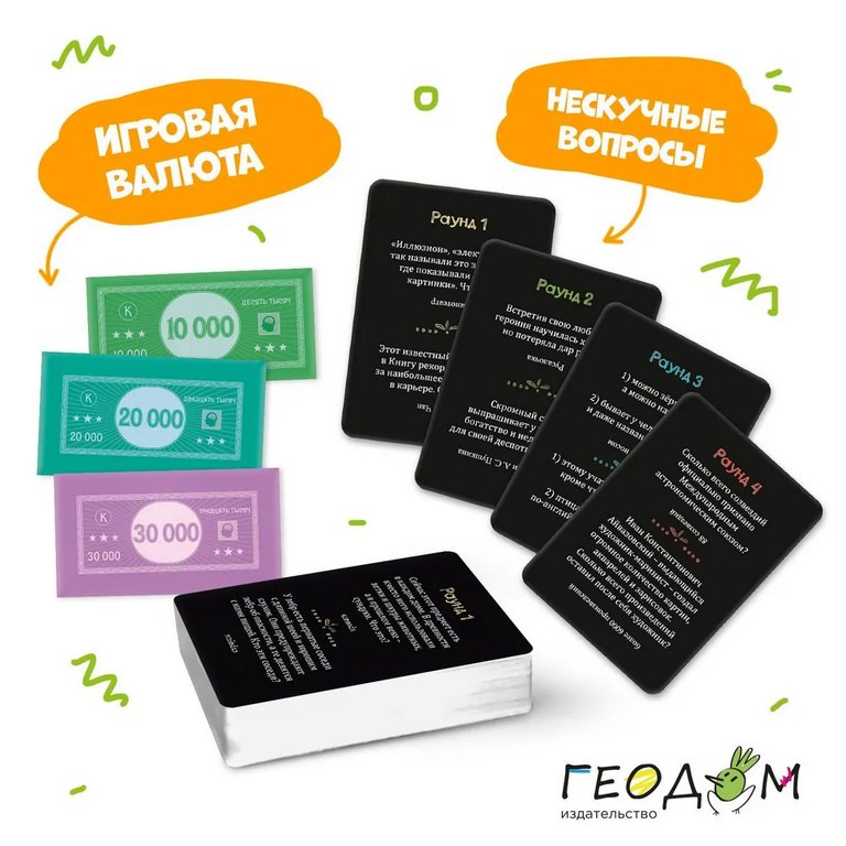 Игра настольная  10+ с карточками "Квиз на миллион" (2+ игр-в, от 20 мин) ГЕОДОМ
