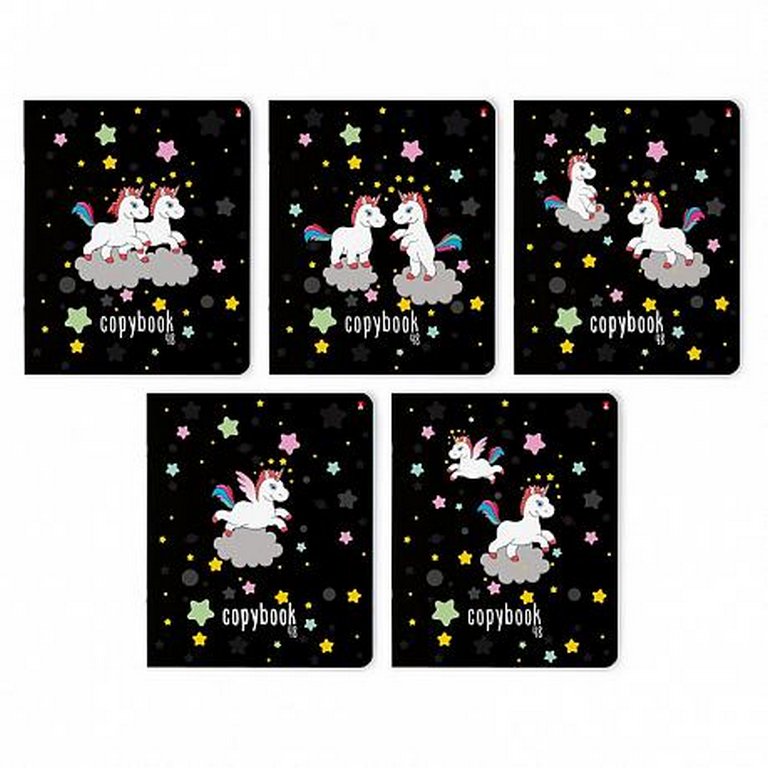 Тетрадь 48 лист кл. А5 на скрепке "СКАЗОЧНЫЕ ЕДИНОРОГИ"