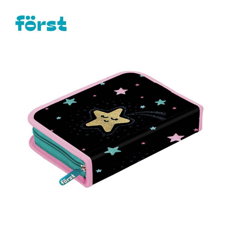 Пенал 1 отд. 1 откид. планка для девочки Forst "Stars" 14x20x4 cм (ткань)