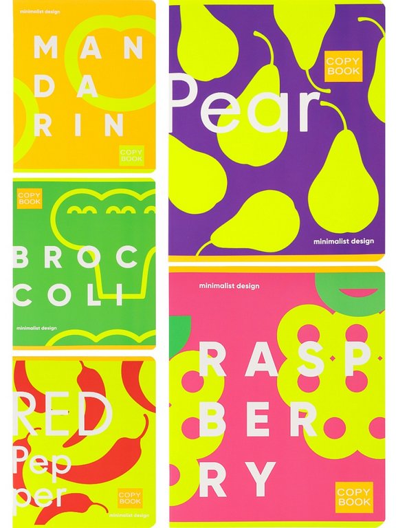 Тетрадь 48 лист кл. А5 на скрепке "ЯРКАЯ ЕДА" ассорти Collezione