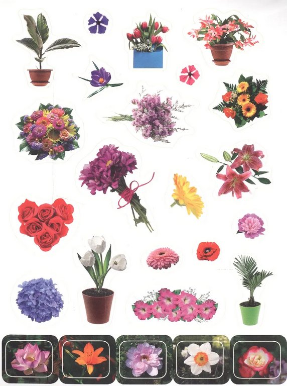 Набор наклеек 100 шт "Цветочки" ПРОФ-пресс