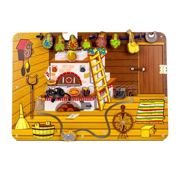 Доска обучающая Бизиборд "Изба" (дерево) WOODLENDTOYS