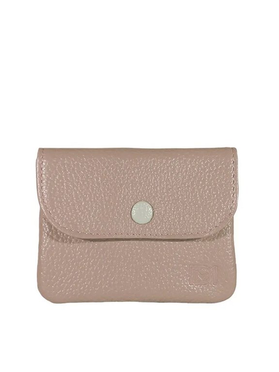 Портмоне D.Morelli женское "Бриенна"  мини, нат.кожа, пепельно/розовый