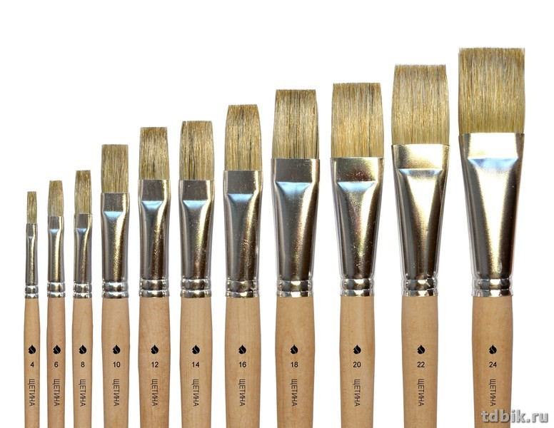 Кисть Щетина №18 плоская оформительская (короткая ручка) ГРААЛЬ