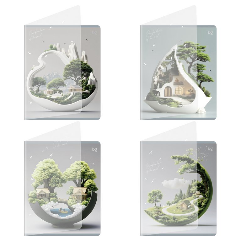 Тетрадь 48 лист кл. А5 на скрепке "Зеленый мир" BG, пластиковая обложка