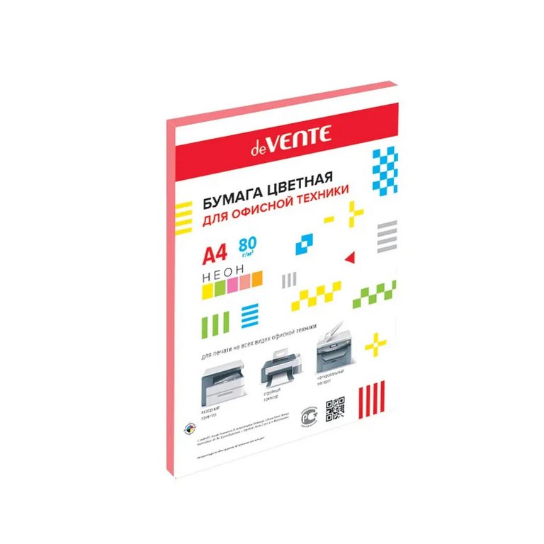 Бумага "deVente" 75г/м2 А4,  50 лист/уп, розовый неон