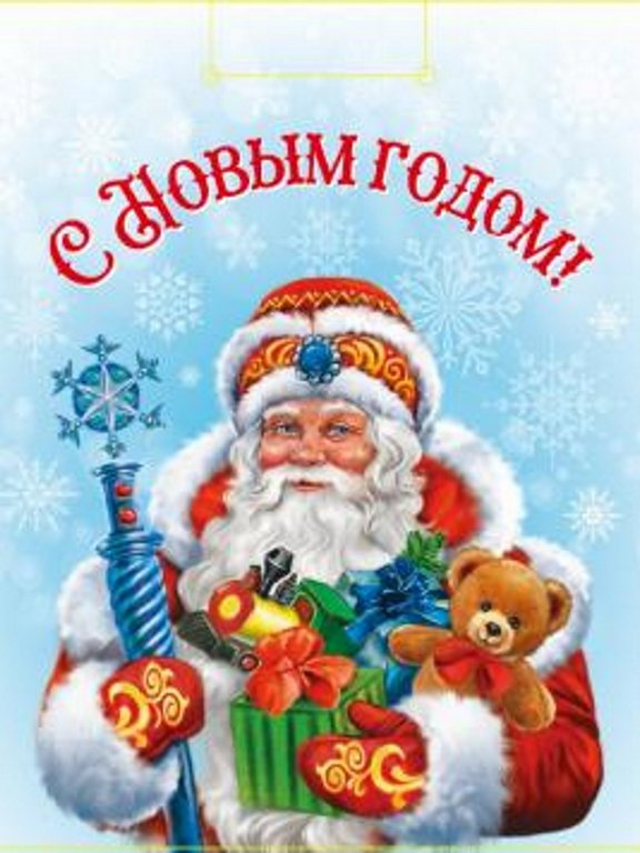 Пакет бумажный НГ 26*32см ламиниров. "Дед Мороз с подарками"