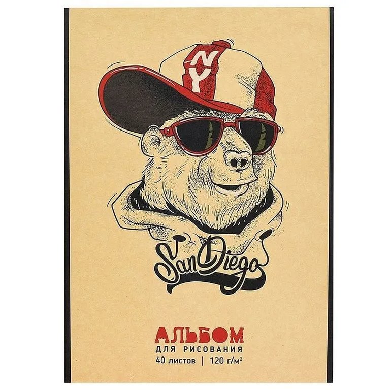 Альбом для рисования А4 40л. на клею "Мишка"