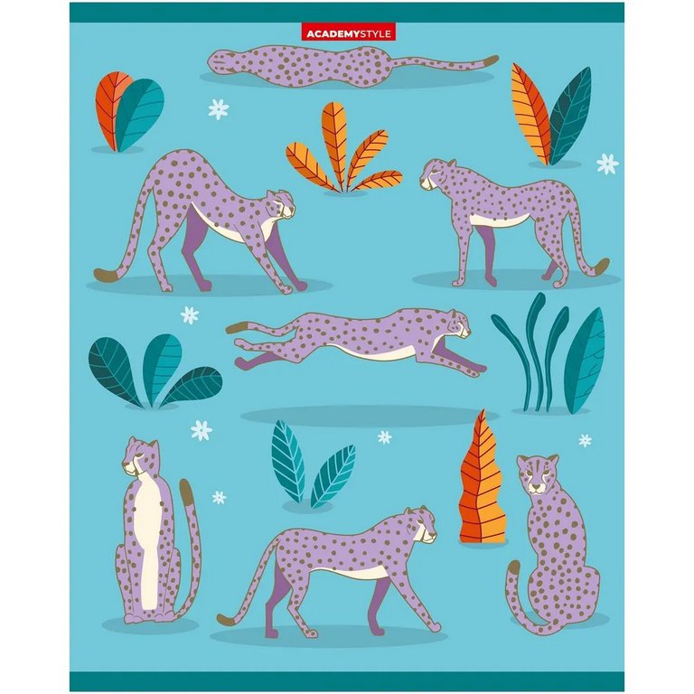 Тетрадь 96 лист кл. А5 на скрепке "Гепарды"