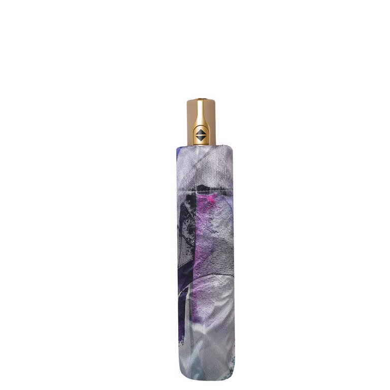 Зонт женский суперавтомат Fabretti, облегченный, 3 сложения, сатин, фиолетовый