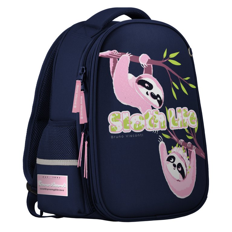 Рюкзак каркасный для девочки Bruno Visconti "КАРИБСКИЕ ЛЕНИВЦЫ" 28*36*17 синий