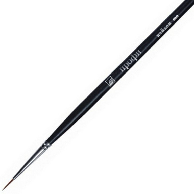 Кисть Синтетика № 0 круглая Профи (длинная черная ручка) d-0,9мм/L-8,0мм Альбатрос