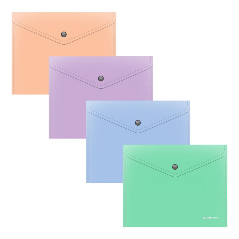 Папка-конверт на кнопке A5+ пластик ErichKrause Matt Pastel Bloom, ассорти