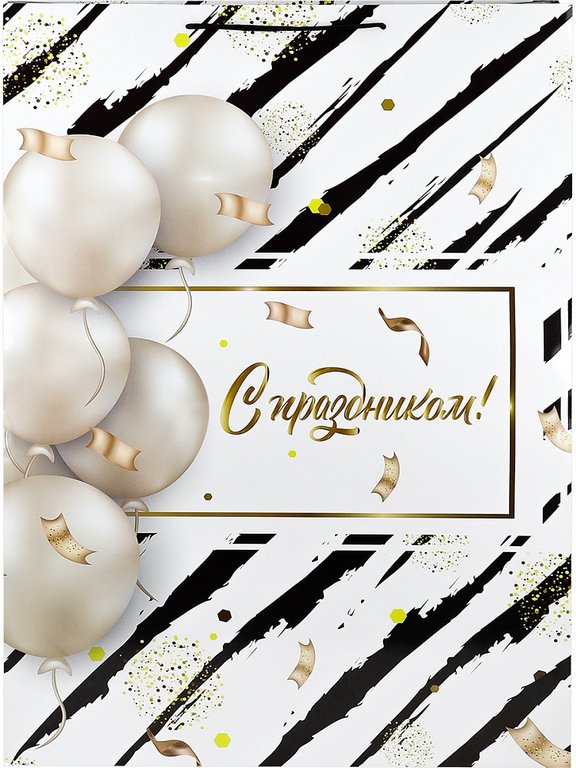 Пакет бумажный 50*72см ламинированный "Белые шары"