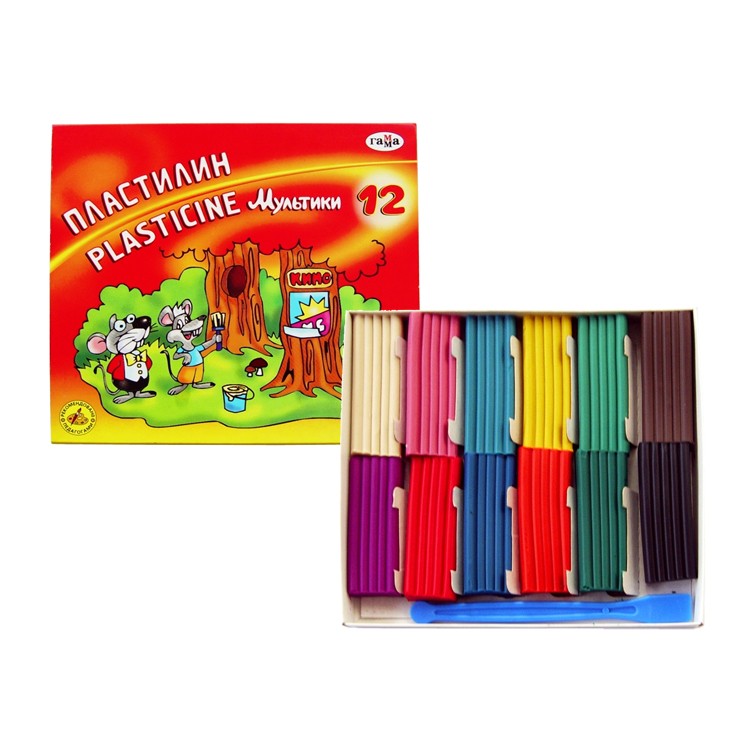 Пластилин 12 цв. 240 гр ГАММА "Мультики" со стеком