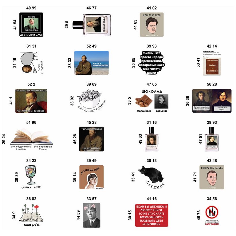 Набор наклеек  4 листа "Книжные №2" (23 шт) Nalepking