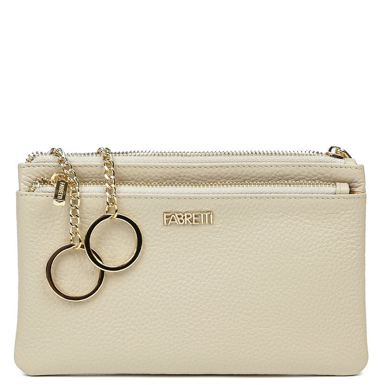 Портмоне FABRETTI женское, нат. кожа, 19*12*2,5 см, кремовый