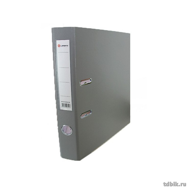 Папка-регистратор А4 50мм Lamark пл. карман на торце, метал. окантовка серая