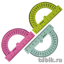 Транспортир пластик  8 см. 180 град. флуоресцентный Стамм