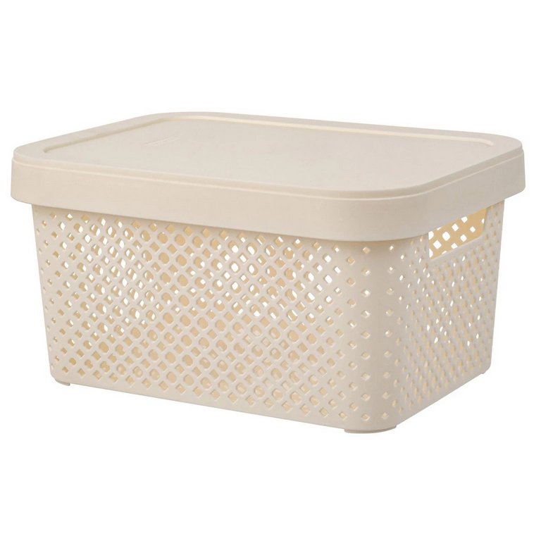 Корзина для хранения пластик. 5л. с крышкой 26*19*14 см цв. молочный туман
