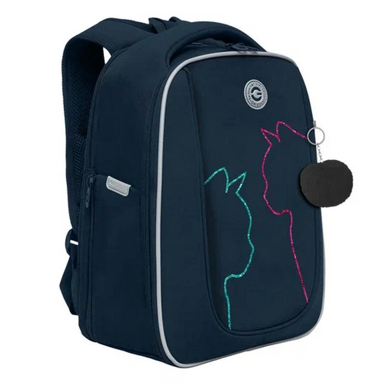 Рюкзак каркасный для девочки Grizzly 29*36*18 см., черный