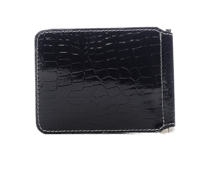 Зажим для денег Faetano "Геккон" с карманом , нат.кожа, черный