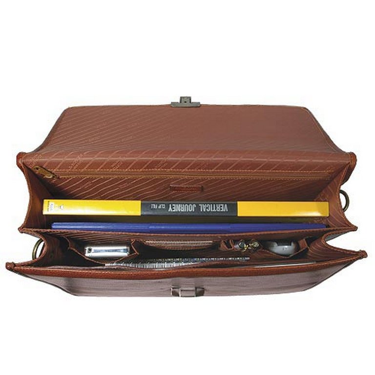 Портфель Dr.Koffer 41*31*10см, нат. кожа, со съемным плечевым ремнем, коньяк