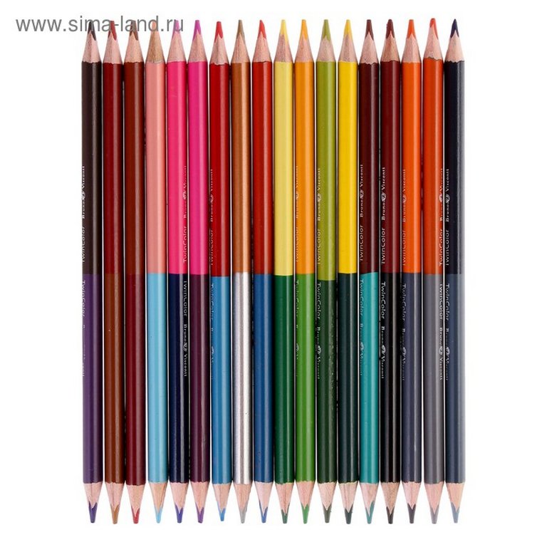 Набор карандашей   двусторонних 18 шт-36 цв. трехгранные BrunoVisconti "TWINCOLOR HAPPY"