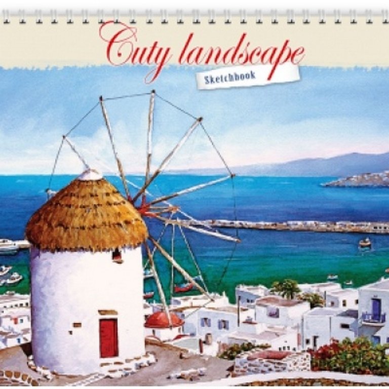 Скетчбук 165*165 мм, 40л. гребень "МЕЛЬНИЦА НАД МОРЕМ"