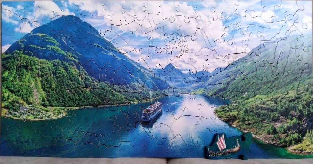 Пазлы деревянные фигурные 135 дет. "Фьорды, Норвегия" Нескучные игры