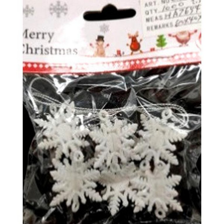 Набор украшений из пластика "Снежинка"  2,5см, цв. белый (6шт/уп)