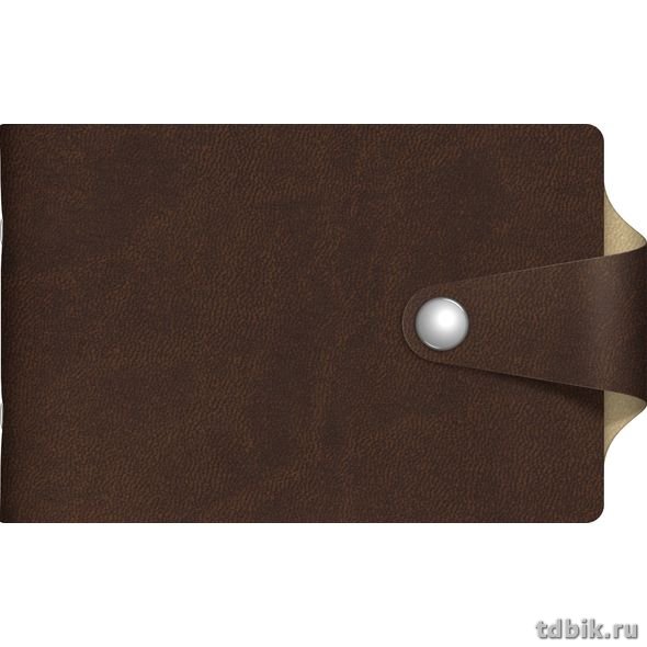 Визитница Hatber "VIVELLA BICOLOUR" 7*12см на 12 визиток, на хлястике с кнопкой, корич./беж.