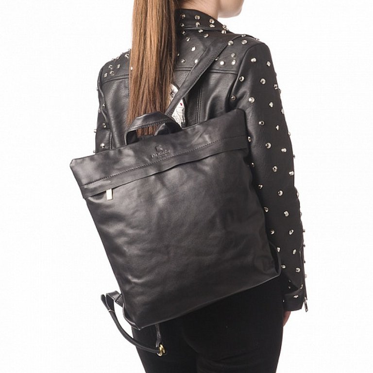 Рюкзак женский Dr.Koffer 32X38X15 см, нат.кожа, черный