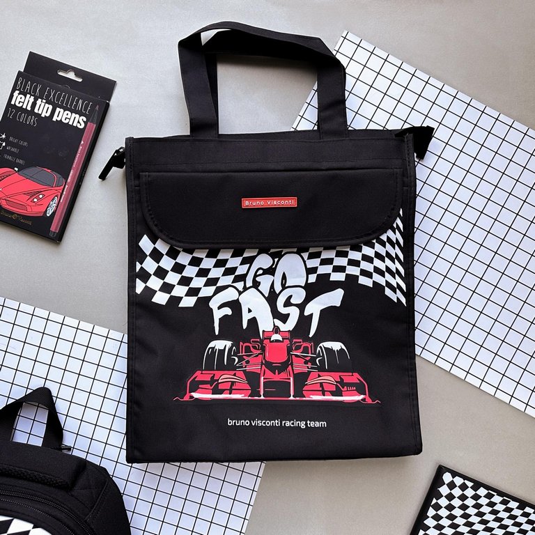 Сумка для доп.занятий BrunoVisconti "GO FAST" A4+ (31x36x11,7 см) текстильная, черная