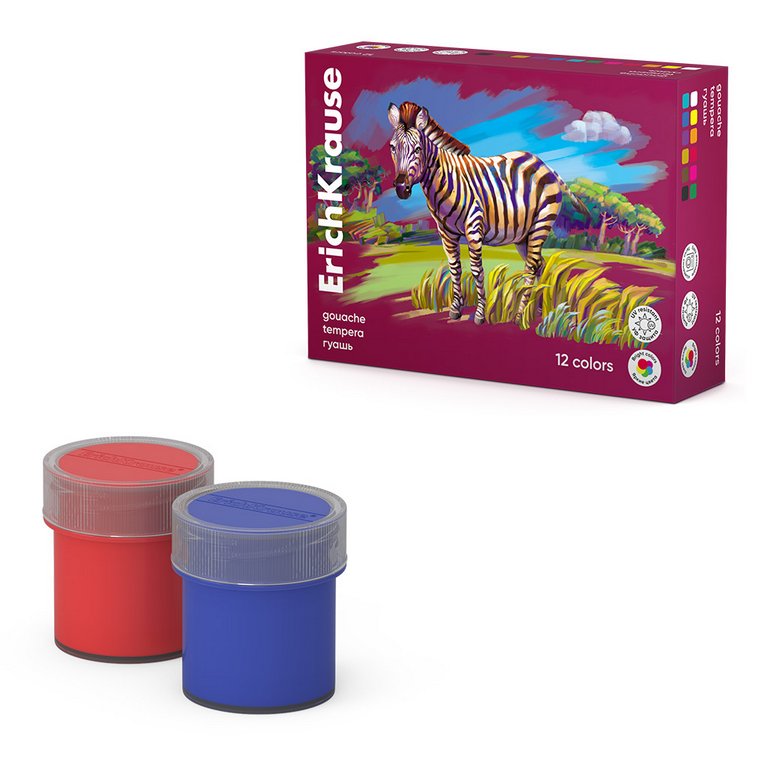 Гуашь 12 цв. по 20 мл ErichKrause "Safari"