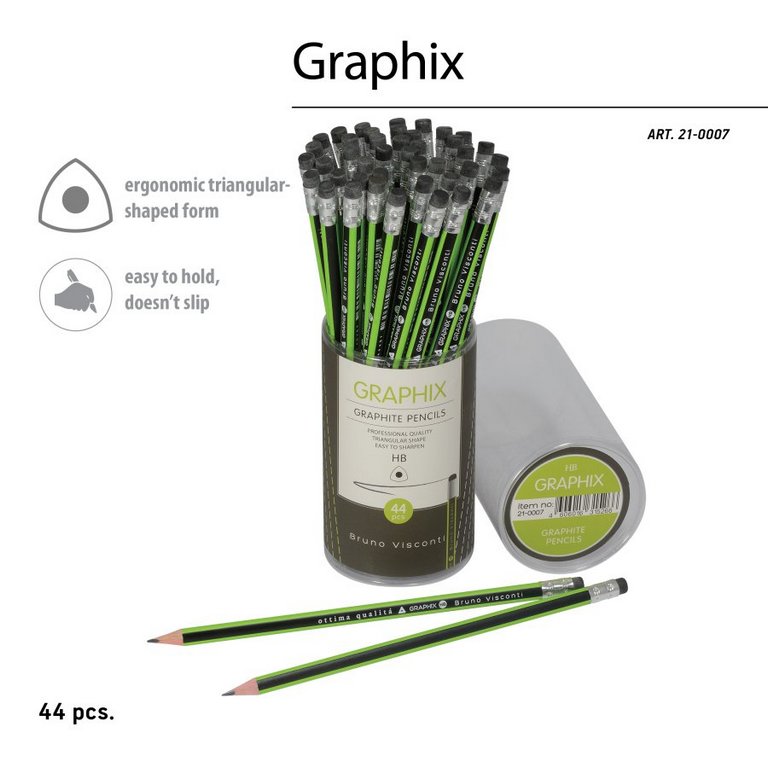 Карандаш ч/г HB трехгранный Bruno Visconti "Graphix" с ластиком