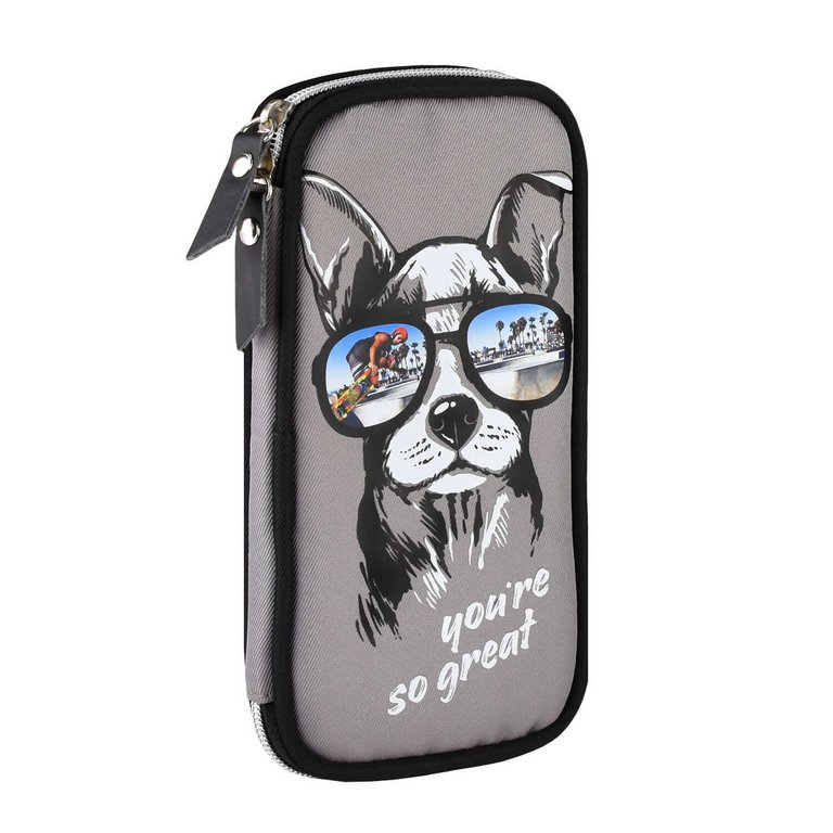 Пенал 1 отд. для мальчика Феникс+ "Собака в очках" 11x20x2 см (ткань)