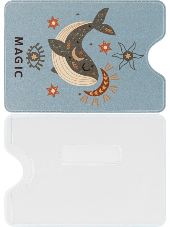 Обложка для проездного билета "Магический кит" из ПВХ 7*9,5 см