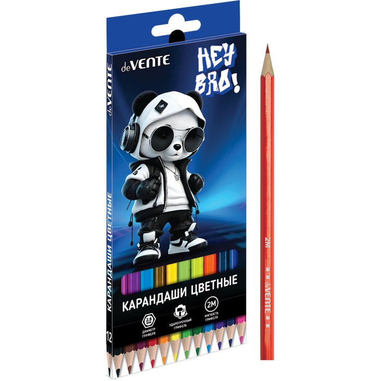 Набор карандашей  12 цв. deVENTE "Hey Bro", 2М
