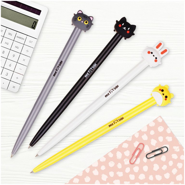 Ручка шариковая сувенирная автомат "Cute Friends" 0,7мм синяя (линия 0,5мм), ассорти MESHU