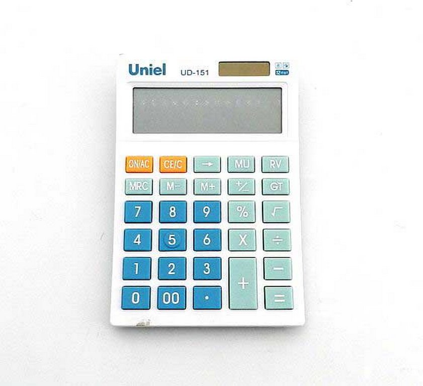 Калькулятор наст. Uniel UD-151B (12 разр. 147x100x35) голубой