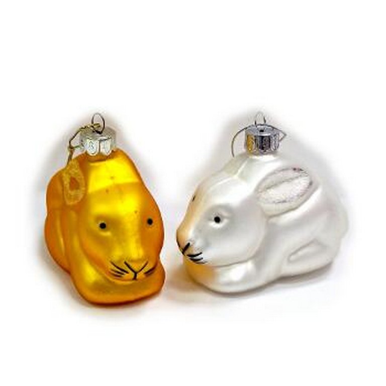 Набор украшений из стекла "Кролики" 5,5см (2шт/уп)