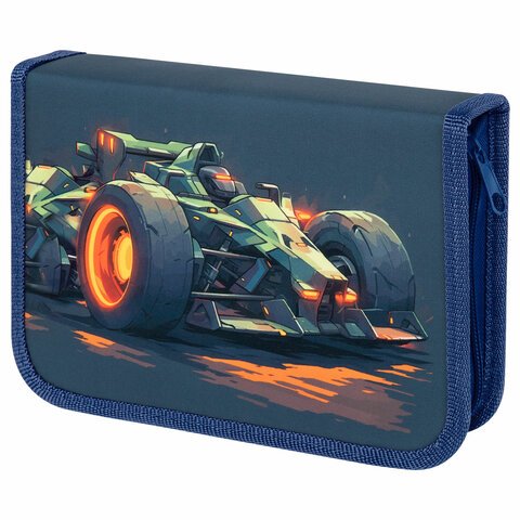 Пенал 1 отд. 2 откид. планки для мальчика Пифагор "Speed bolid" 20*14 см полиэстер